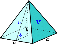 正四角錐の体積（底辺と高さから）